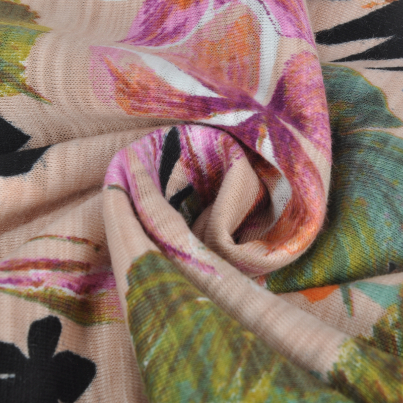 棉莫代尔竹节针织汗布， T恤面料