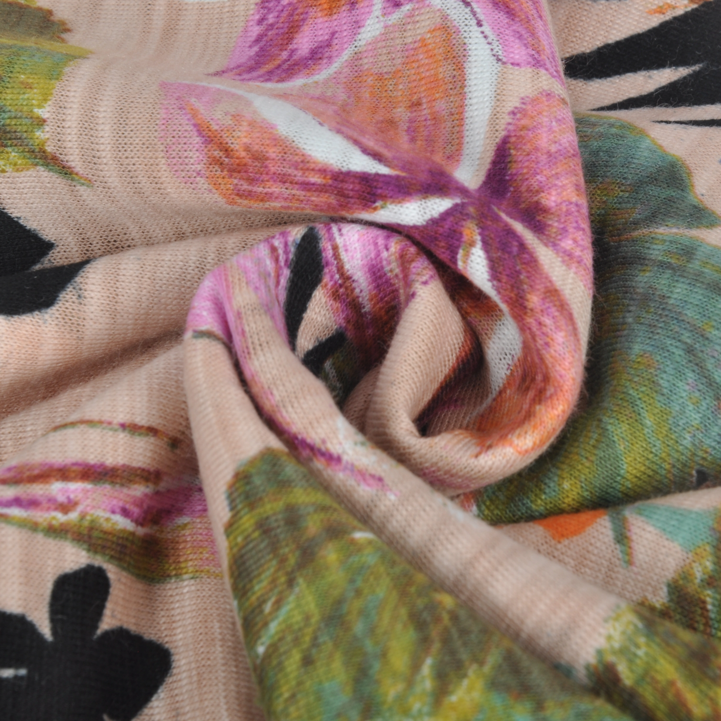 棉莫代尔竹节针织汗布， T恤面料