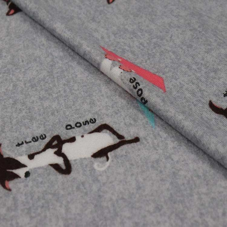 Xt-3 人棉氨纶针织汗布 180GSM，麻灰底涂料印花