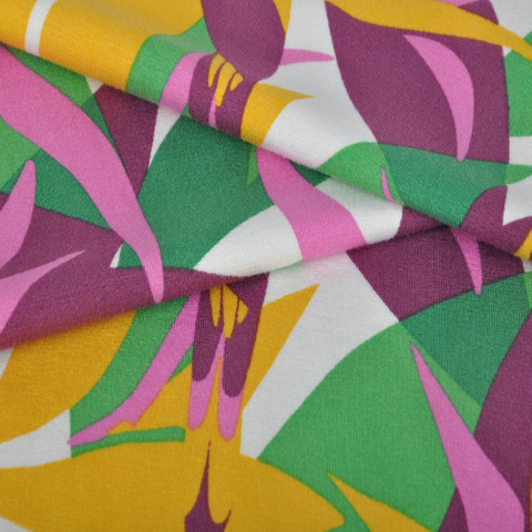 兰精环保黏胶涡流纺氨纶平纹汗布，柔软手感，抗起毛球，活性印花