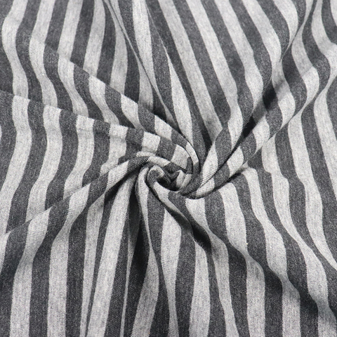 匹马棉色织条氨纶汗布，麻灰彩条